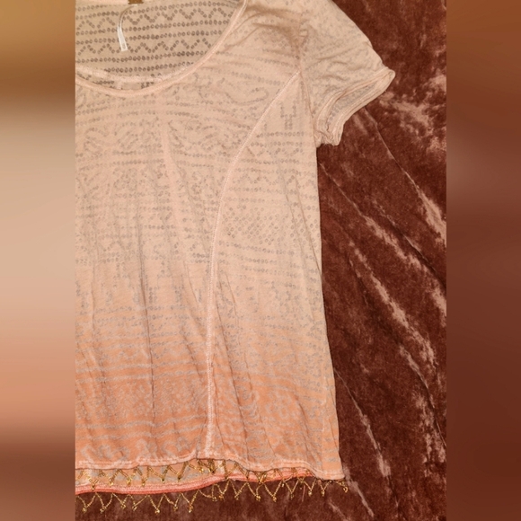 Free People XS Beaded Ombre Pink Peach Top - Picture 2 of 10